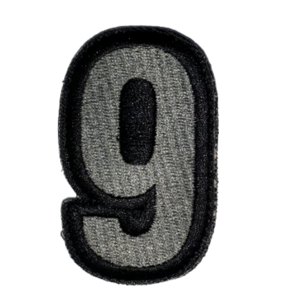 #9 - Velcro Number Nine 1.625" x 2.625" Patch