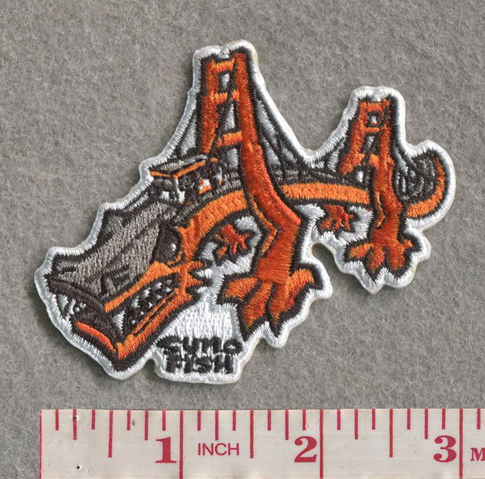 Sumofish Golden Gate Dragon 3”W x 2.4”H, 100% Embroidery Hook Velcro Patch