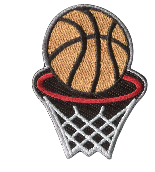 Basketball with Hoop Patch 3. 25"H x 1. 18"W (Not an Iron-on Patch)
