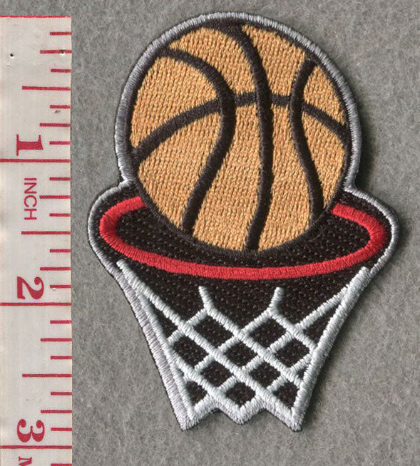 Basketball with Hoop Patch 3. 25"H x 1. 18"W (Not an Iron-on Patch)
