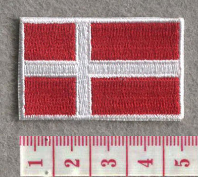Denmark Country MINI Flag 1.8"W x 1.102"H Hook Patch (White Border)