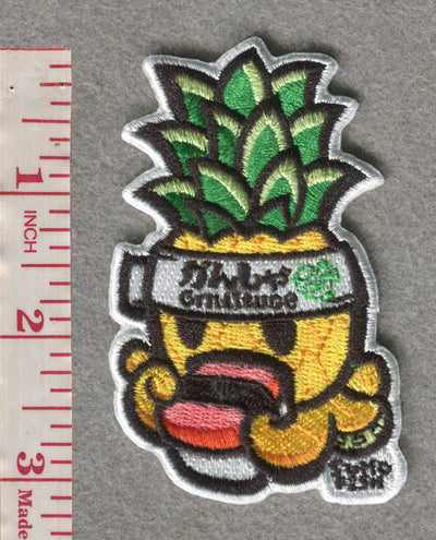 Sumofish Gratitude Pineapple 2”W x 3.26”H, 100% embroidery Hook Velcro Patch