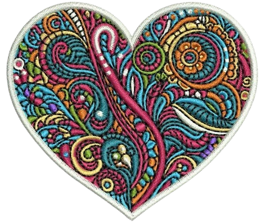 Paisley Heart 2.5"W x 2.125"H Hook Patch