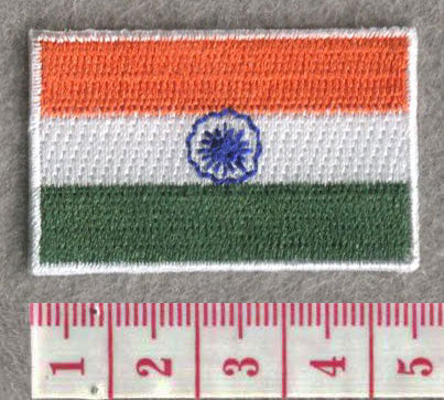 India Country MINI Flag 1.8"W x 1.102"H Hook Patch