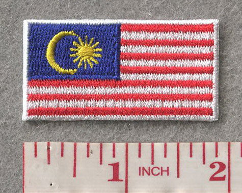 Malaysia Country MiniFlag 1.875”W x 1”H Patch