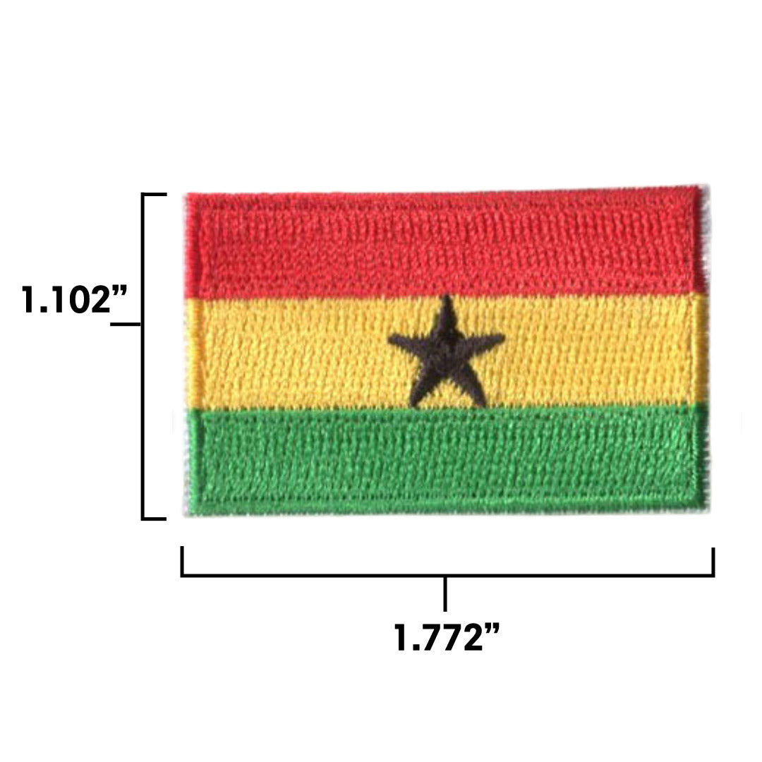 Ghana Country MINI Flag 1.8"W x 1.102"H Hook Patch
