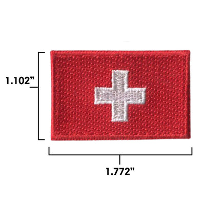 Switzerland Country MINI Flag 1.8"W x 1.102"H Hook Patch