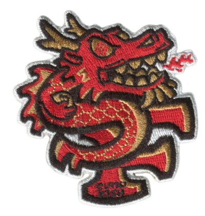 Sumofish SF Dragon 2.69”W x 2.9”H, 100% embroidery, Hook Velcro Patch