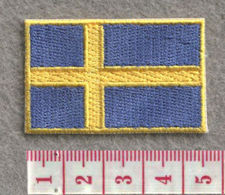 Sweden Country MINI Flag 1.8"W x 1.102"H Hook Patch (Gold Border)
