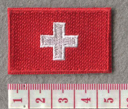 Switzerland Country MINI Flag 1.8"W x 1.102"H Hook Patch