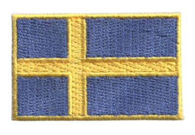 Sweden Country MINI Flag 1.8"W x 1.102"H Hook Patch (Gold Border)