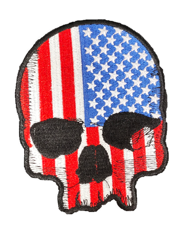 USA Skull 3.2"W x 4.1"H Hook Patch