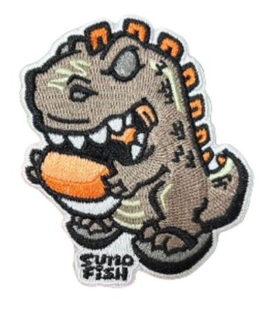 Sumofish Spamdino 2.6”W x 3”H, 100% Embroidery, Hook Velcro Patch