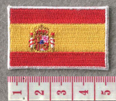 Spain Country MINI Flag 1.8"W x 1.102"H Hook Patch