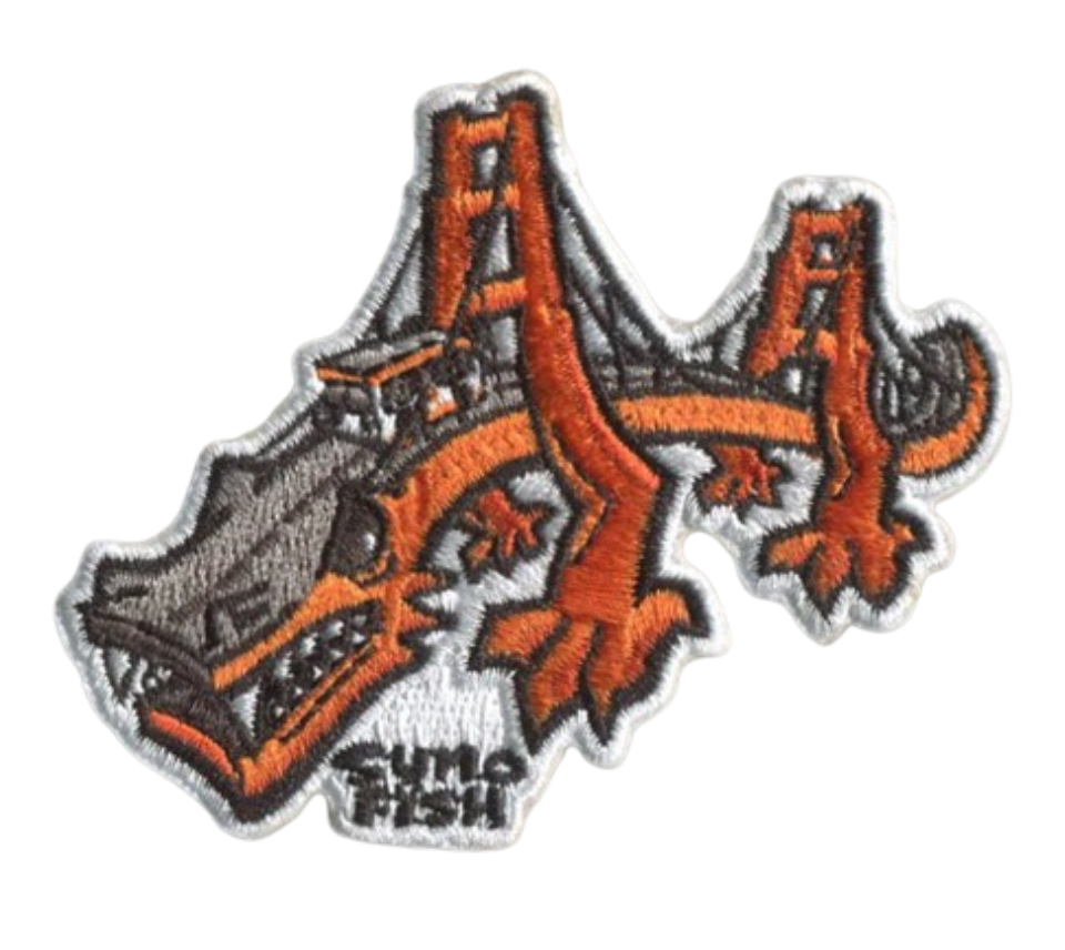 Sumofish Golden Gate Dragon 3”W x 2.4”H, 100% Embroidery Hook Velcro Patch