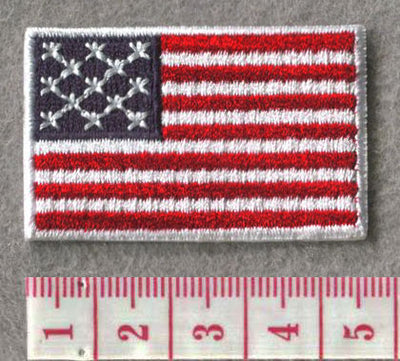 USA Red White & Blue Country MINI Flag 1.8"W x 1.102"H Hook Patch