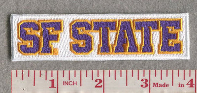 SF State Name Tape 3.875"W x 1"H, full embroidery, Velcro Hook Patch