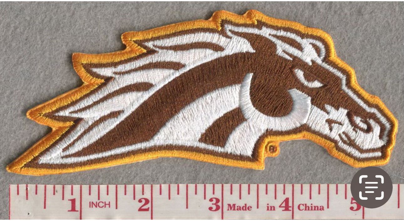 Western Michigan Primary Mark 5.5” Wide x 2.25”H, Velcro Hook Patch (Not an Iron-on Patch)