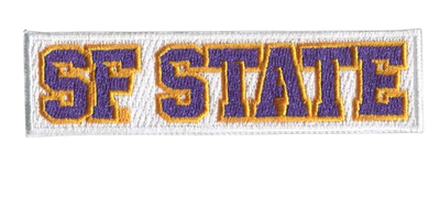 SF State Name Tape 3.875"W x 1"H, full embroidery, Velcro Hook Patch