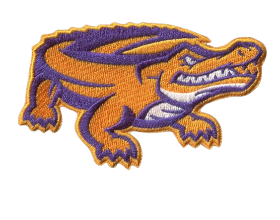 SF State Gators 3.875"W x 2.25"H, full embroidery, Velcro Hook Patch