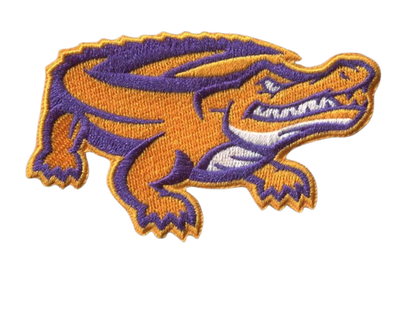 SF State Gators 3.875"W x 2.25"H, full embroidery, Velcro Hook Patch