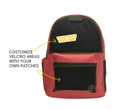 HEDi PACK BASE CAMP (Black) - Loop Velcro Backpack, 1 Main Compartment, Comfortable Straps, Side Phone/Water Bottle Holder, Front Zipper Pocket