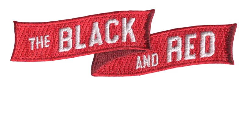 The Black & Red embroidery 3.75" W x 1.25" H Patch