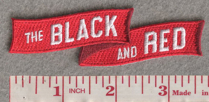 The Black & Red embroidery 3.75" W x 1.25" H Patch