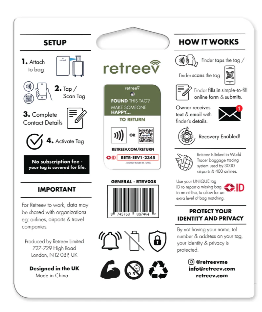 General QR Code Luggage Tag