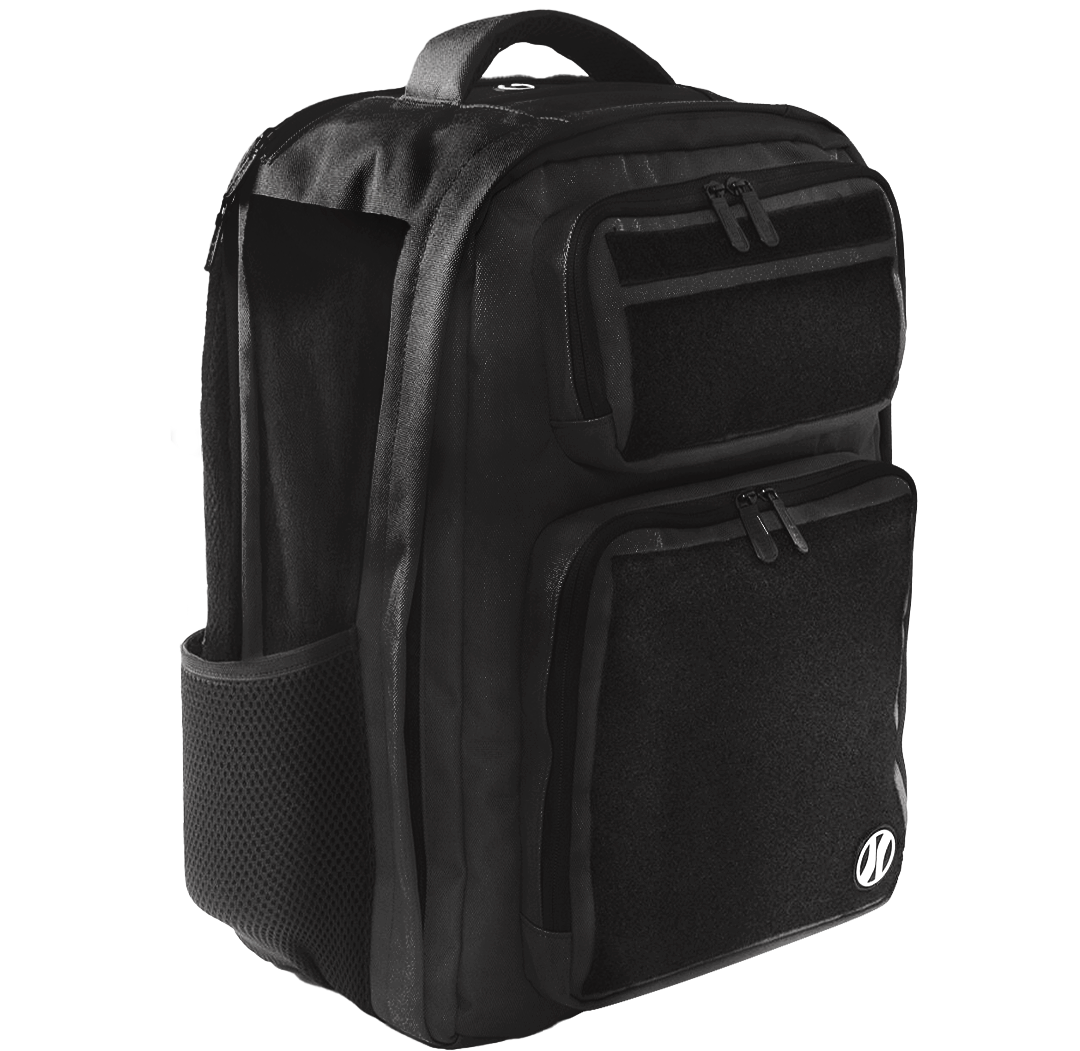 Black, HEDi Gear Backpack with Velcro patch panel, athletes, travel, tournaments