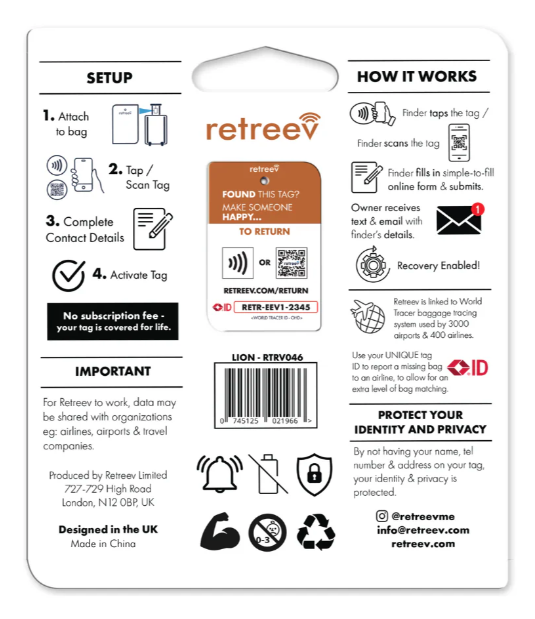 Lion QR Code Luggage Tag