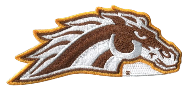 Western Michigan Primary Mark 5.5” Wide x 2.25”H, Velcro Hook Patch (Not an Iron-on Patch)