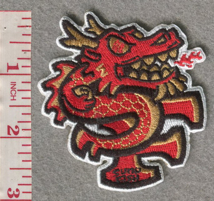 Sumofish SF Dragon 2.69”W x 2.9”H, 100% embroidery, Hook Velcro Patch