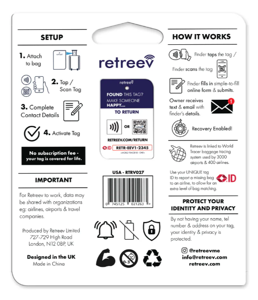 USA QR Code Luggage Tag