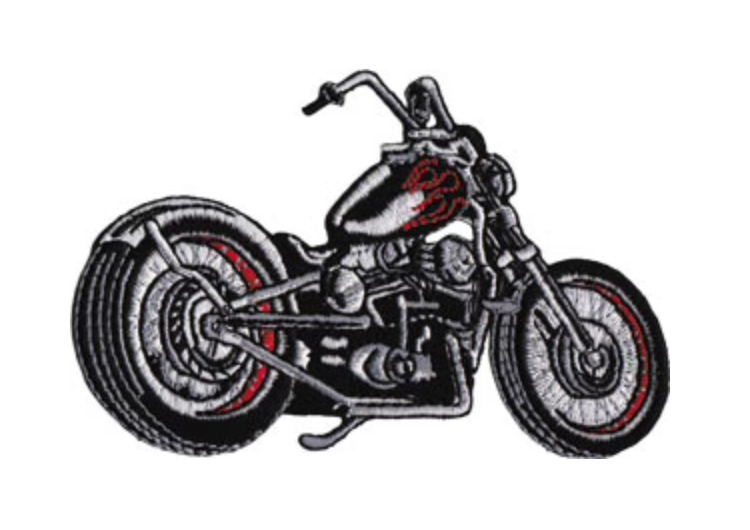 Black Chopper Motorcycle 4"x3" Patch