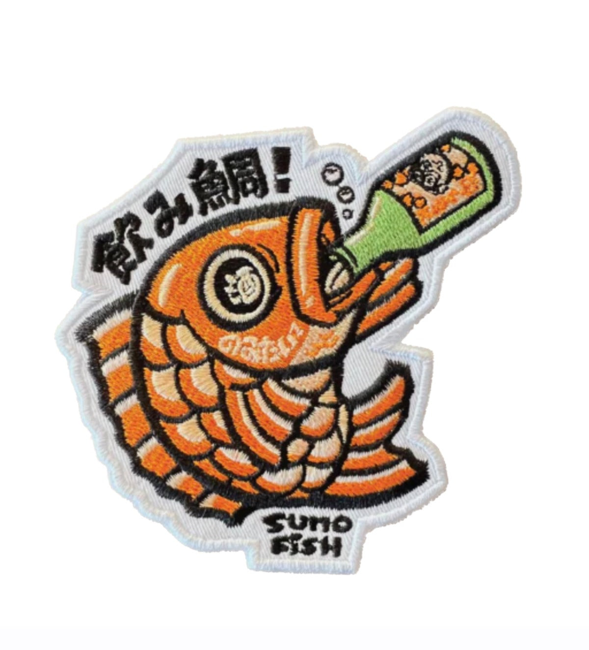 Sumofish Nomitai Drinking Fish 3.5" x 3.75" Patch