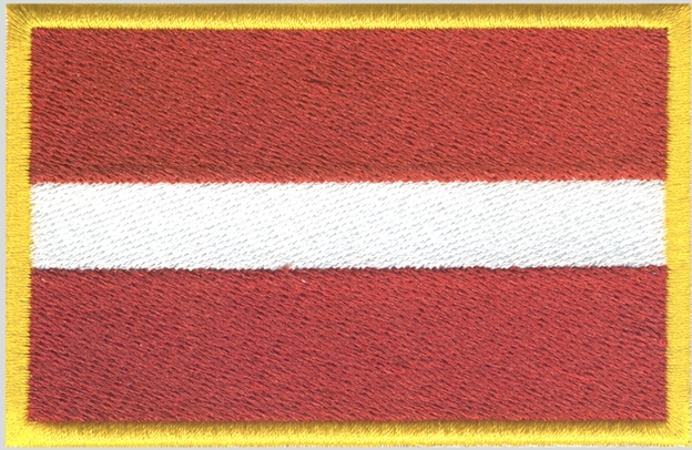 Latvia Country Flag Patch (Gold Border)