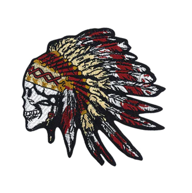 Native American Indian Skull Headdress iron-on patch, HEDiGEAR